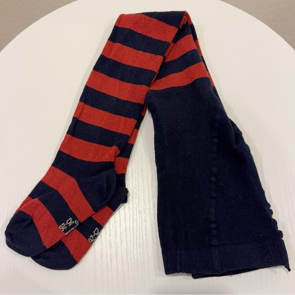 NWOT Jacadi Orange Strips Cotton Blend Tights Size 25-26 (24/36M)